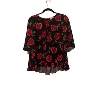Kate Spade Women's Black Floral Blouse Size S